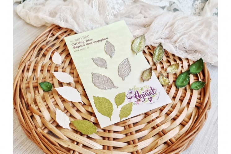 Ножи для вырубки "Набор базовых листьев с тиснением", от AgiArt, Размеры вырубки: 40*20 mm., 35*16 mm., 30*13 mm., 21*13 mm.