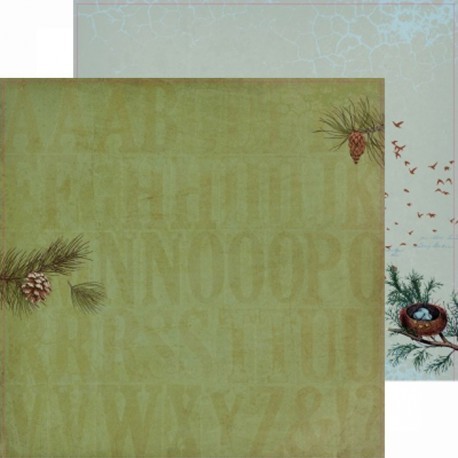Double-sided sheet of Scrapberry's paper In the forest "Pine forest", size 30x30 cm, 180 g/m2