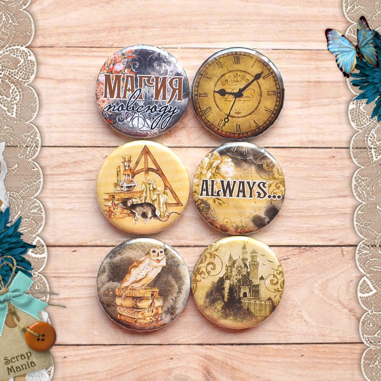 Набор фишек ScrapMania "Волшебник. Магия повсюду", 6 шт
