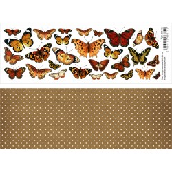 Двусторонний лист с картинками "Оранжевые бабочки", 10х30 см, 180 гр/м2