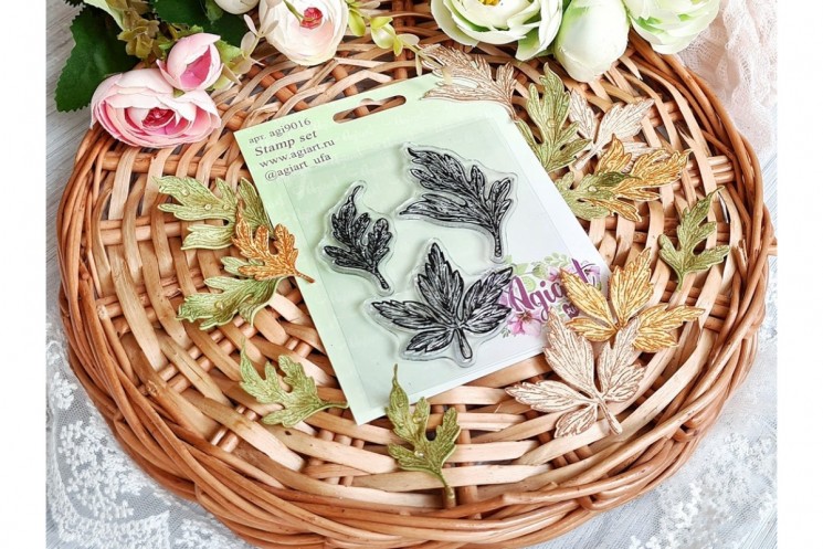 Set of stamps "Chamomile leaves and anemone" from AgiArt