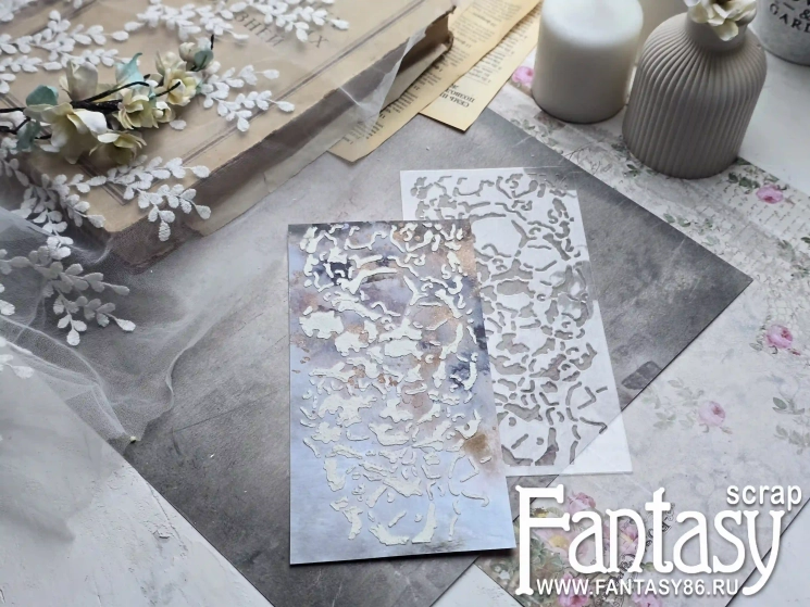 Трафарет Fantasy "Винтажная Патина 27", толщина пластика 0,5 мм, размер 10*20 см