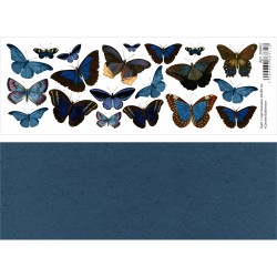 Двусторонний лист с картинками "Синие бабочки", 10х30 см, 180 гр/м2