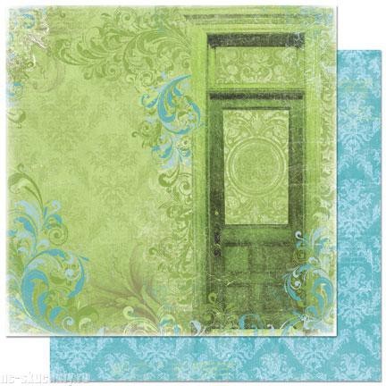 Double-sided sheet of BoBunny paper, Welcome Home "Front Door" collection, size 30. 5x30. 5 cm, 190 gr/m2