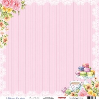 One-sided sheet of paper Scrapberry's Afternoon tea "French cookies", size 30x30 cm, 180 g/m2