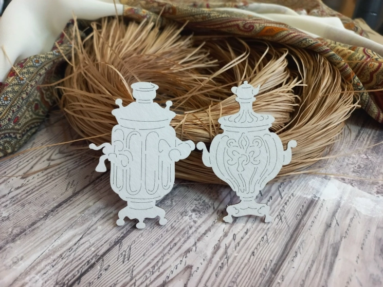 Чипборд FantasyScrap "Самовары", Fch-4022 размер 6,3*5,4 см