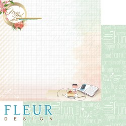 Двусторонний лист бумаги Fleur Design Мечтай "Кофе пауза", размер 30,5х30,5 см, 190 гр/м2