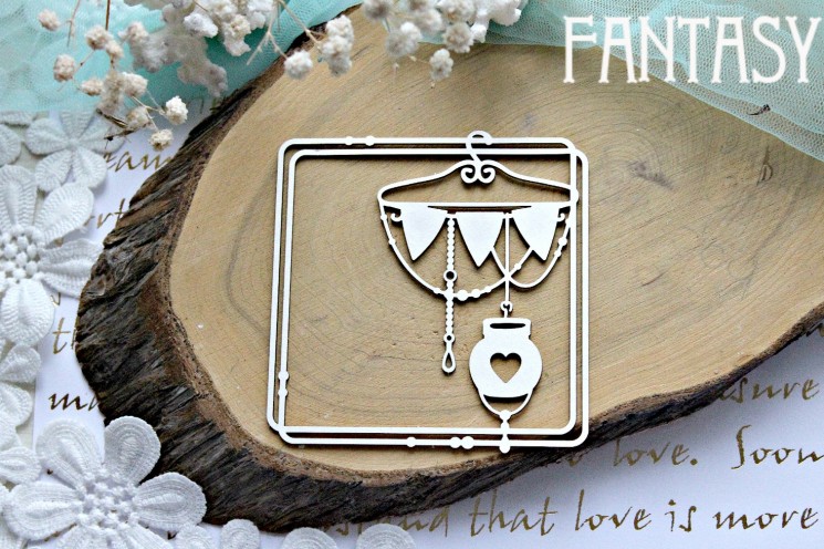Fantasy Chipboard "Square frame with boho hanger" size 8.7*9.1 cm