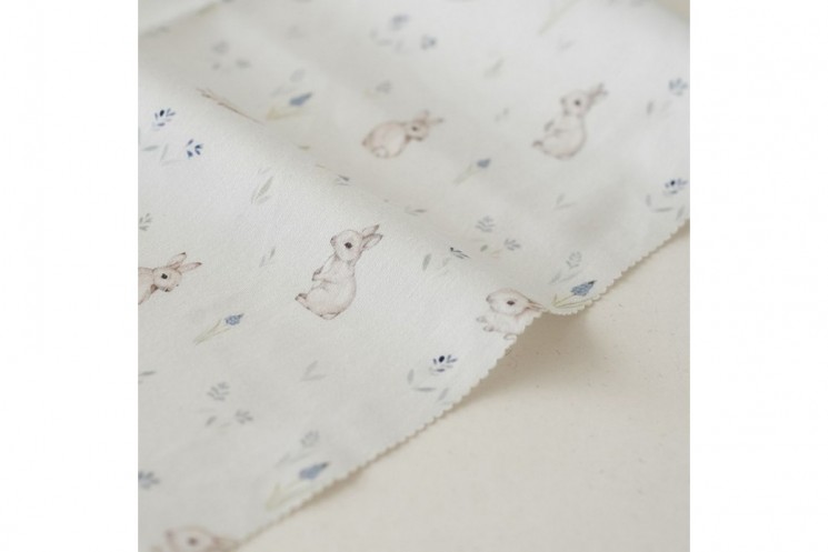 Отрез ткани "Зайки на голубом" Forest Story, размер 38Х75см, плотность 140 г/м2