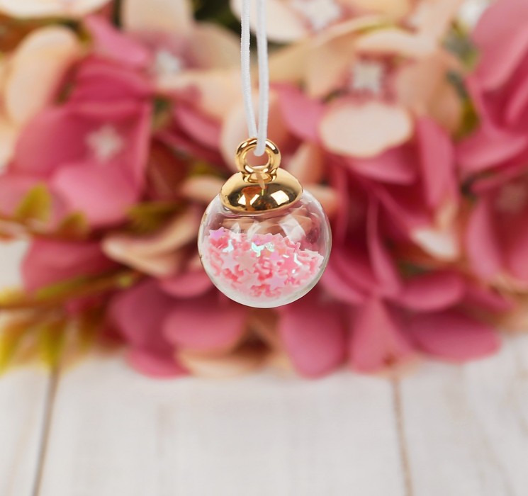 Decor pendant for creativity "Ball with stars", pink, 2X1. 5X1. 5 cm, 1 pc