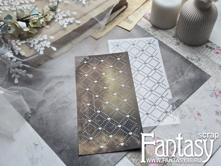 Трафарет Fantasy "Сердечная Решётка 24", толщина пластика 0,5 мм, размер 10*20 см