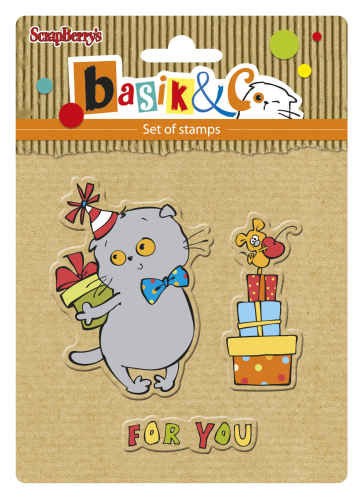 Scrapberry's "Pretty Boy 1" stamp set from the "New Adventures of Basik" collection, size 10.5 x 10.5 cm