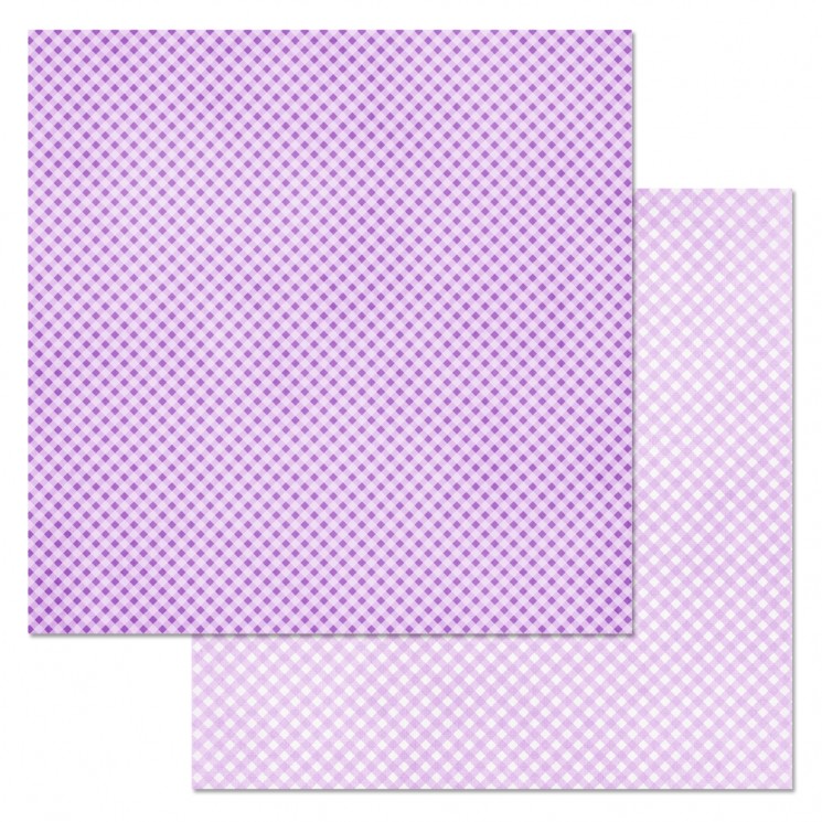 Двусторонний лист бумаги ScrapMania "Фономикс. Клетка. Сиреневая", размер 30х30 см, 180 гр/м2