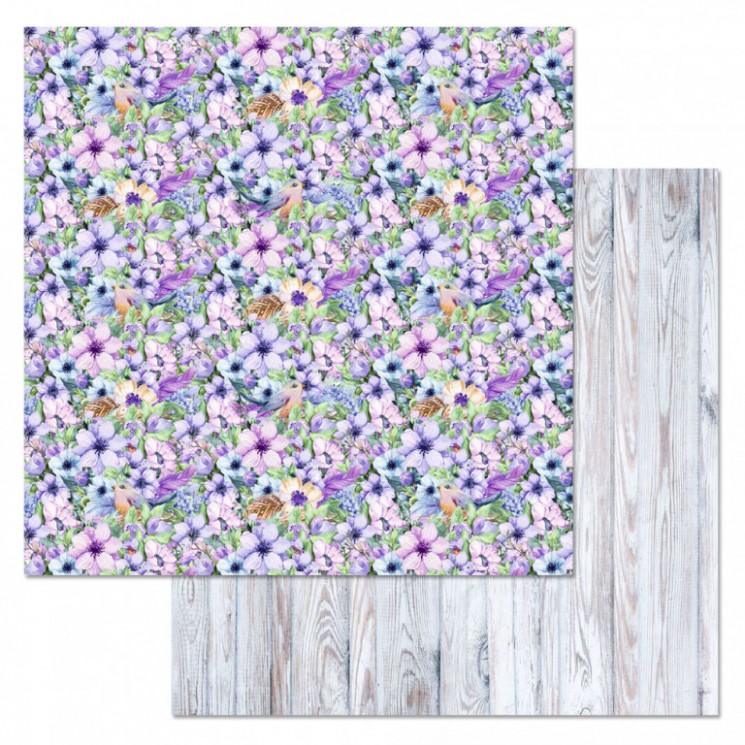 Double-sided sheet of ScrapMania paper "Our nest. Flower sky", size 30x30 cm, 180 g/m2