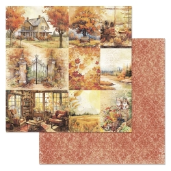 Двусторонний лист "В гостях у осени. Карточки", размер 30*30 см, 180гр (ScrapMania)