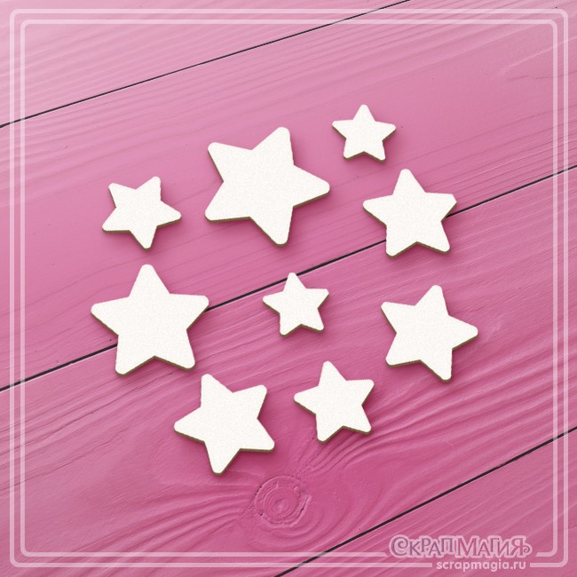 Scrapmagia chipboard set "Stars 2", 9 elements