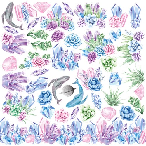Sheet with pictures for cutting Fabrika Decoru "Mystical space crystal" size 30. 5x30. 5 cm