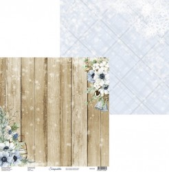 Двусторонний лист бумаги Scrapodelie Snowy flowers "Лист 4", размер 30,5х30,5см, 250 гр/м2