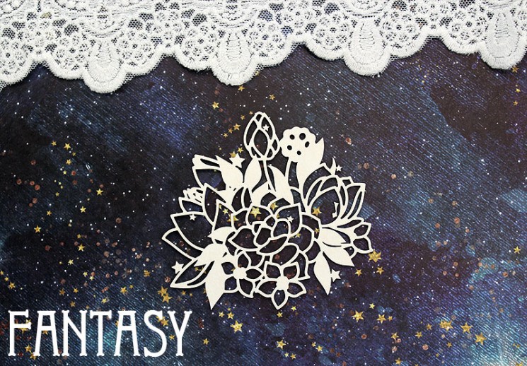 Чипборд Fantasy "Цветочная композиция из лотоса 1398" размер 8,2*8,5 см