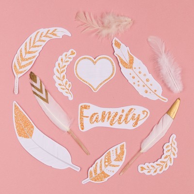 Feathers for creativity with decor ArtUzor "My Family" 12 elements