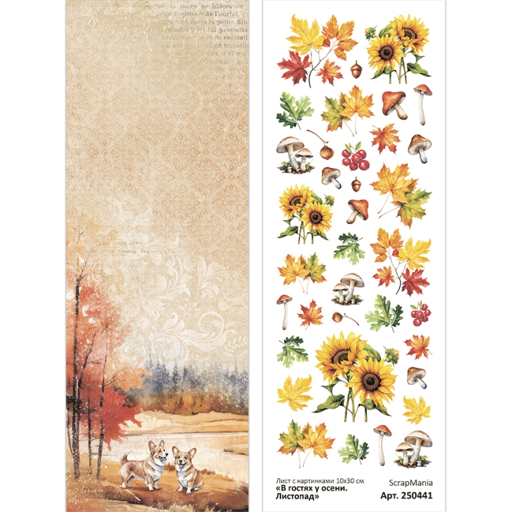 Лист с картинками 10х30 см "В гостях у осени. Листопад" (ScrapMania), 180 гр