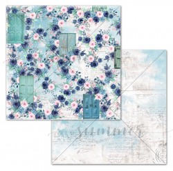 Двусторонний лист бумаги Summer Studio Blue outside "Turquoise world"  размер 30,5*30,5см, 190гр