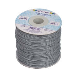 Вощеный шнур 1 мм, цвет Серый, отрез 1 м