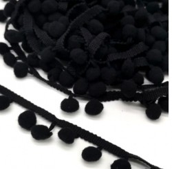 Тесьма с помпонами "Черная", ширина 2 см, длина 1 м