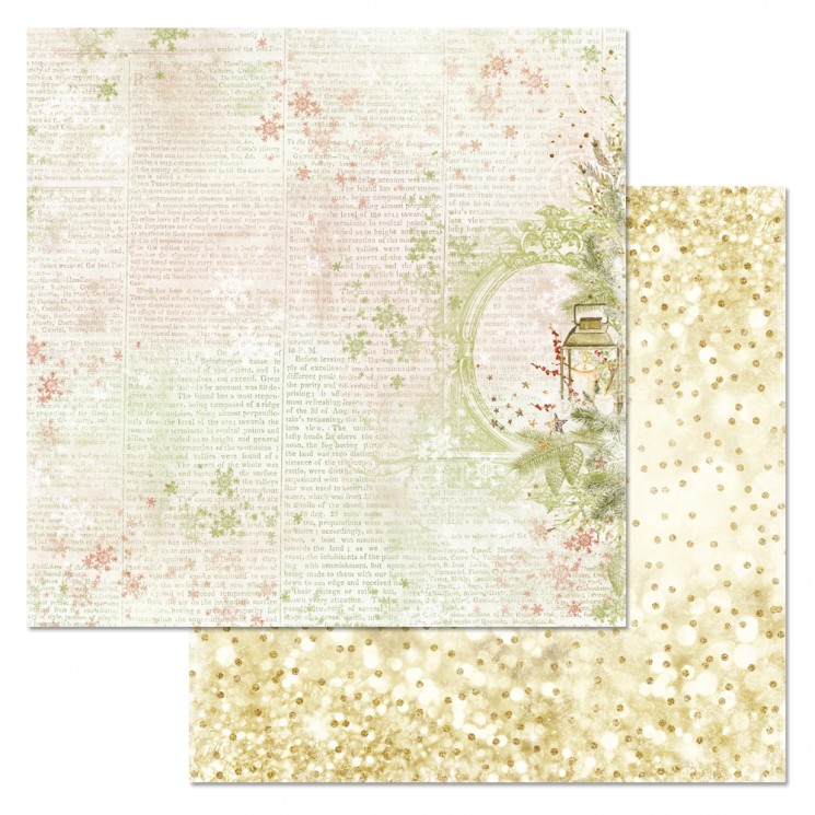 Double-sided sheet of ScrapMania paper "Ginger Christmas. Newspaper", size 30x30 cm, 180 gr/m2