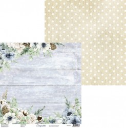 Двусторонний лист бумаги Scrapodelie Snowy flowers "Лист 1", размер 30,5х30,5см, 250 гр/м2