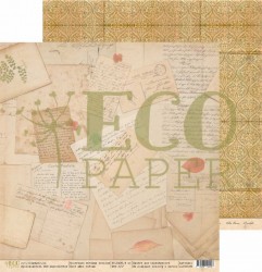 Двусторонний лист бумаги EcoPaper Старые письма "Мои тайны" размер 30,5*30,5см, 250гр