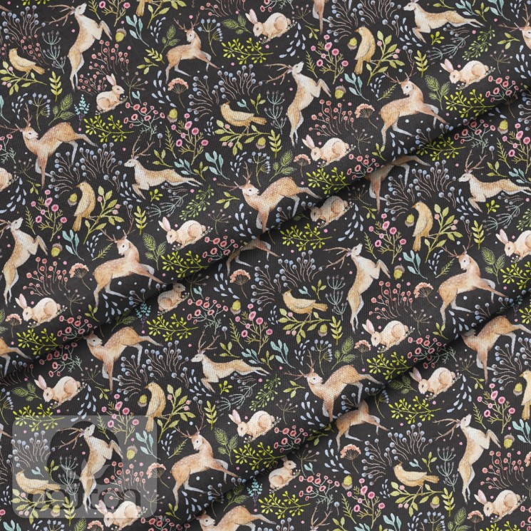 Ткань 100% хлопок Польша "Олени на тёмном", размер 50Х50 см