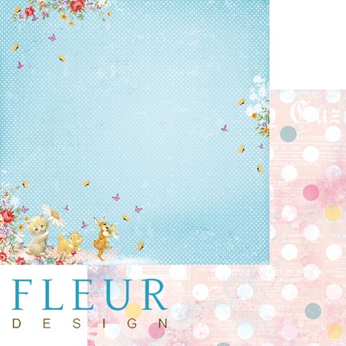 Double-sided sheet of paper Fleur Design Pupsiki "Sunny bunnies", size 30. 5x30. 5 cm, 190 gr/m2