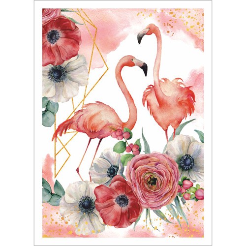 Fabric card " Luxury flamingo. Together" size 6.5*9cm(ScrapMania)