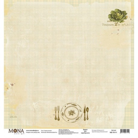 One-sided sheet of paper MonaDesign Vintage recipes "Old tablecloth" size 30. 5x30. 5 cm, 190 gr/m2