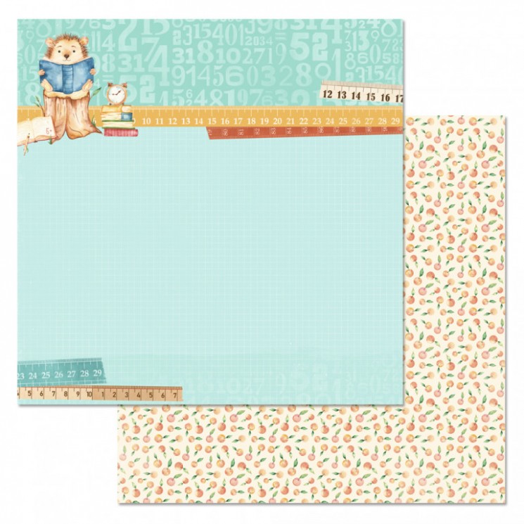 Double-sided sheet of ScrapMania paper "First-grader. Figures", size 30x30 cm, 180 g/m2