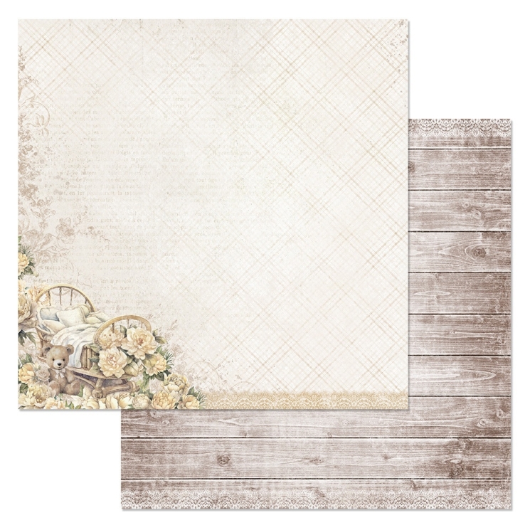 Двусторонний лист "Плюшевые малыши. Колыбель", размер 30*30 см, 180гр (ScrapMania) 