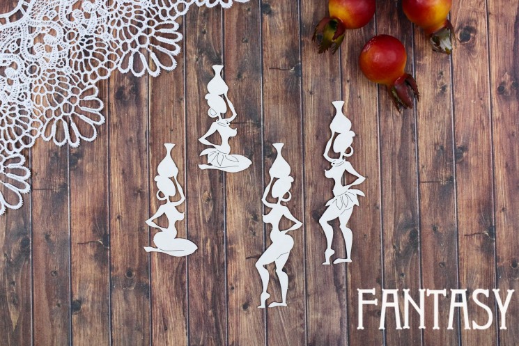 Chipboard Fantasy Set "African Girls 2460" size from 5.5*3 to 8.5*2.3 cm