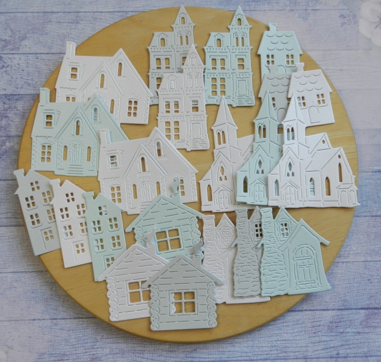 Вырубка набор 21эл .Дома  №1 бумага дизайнерская 290гр.