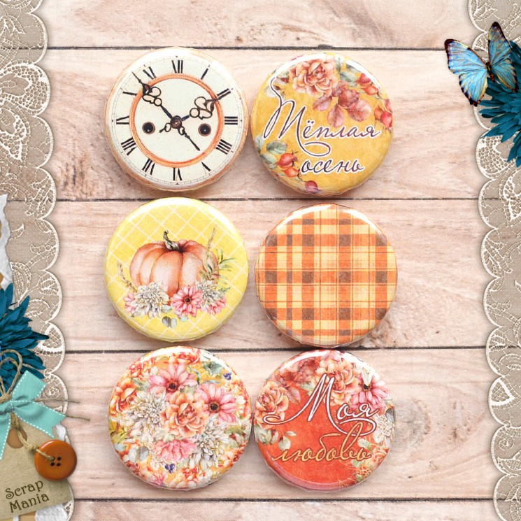 Набор фишек ScrapMania "Щедрая осень. Моя любовь", 6 шт