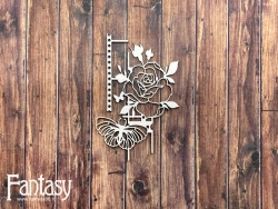 Чипборд Fantasy «Роза с элементами и бабочкой 2728» размер 5*7,5 см