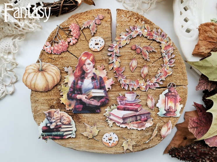 Тканевые высечки на картоне Fantasy "Осень - 52", толщина картона 1 мм, шт в наборе