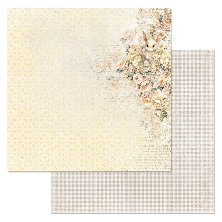 Двусторонний лист "Плюшевые малыши. Милый зайка", размер 30*30 см, 180гр (ScrapMania) 