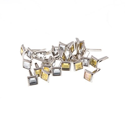 Set of decorative brads "Yellow+white", size 6 mm, 24 pcs