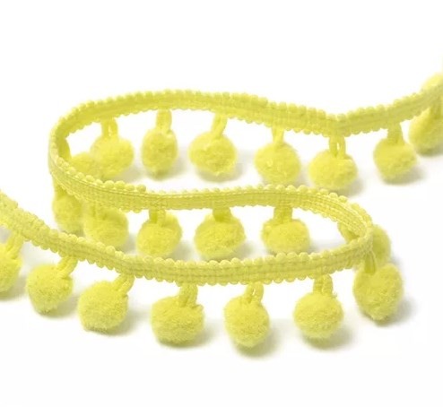Ribbon with pompoms "Yellow", width 2 cm, length 1 m