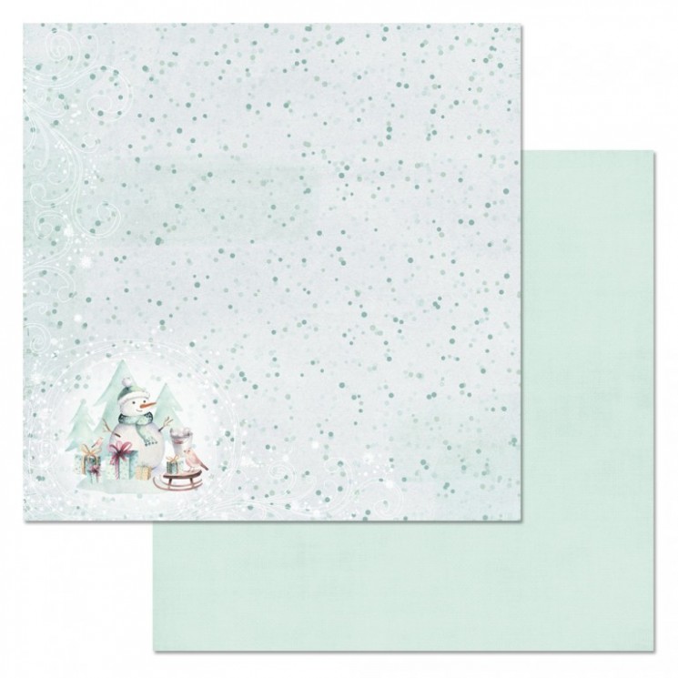 Double-sided sheet of ScrapMania paper "New Year's Ethnic group. Snowfall", size 30x30 cm, 180 g/m2