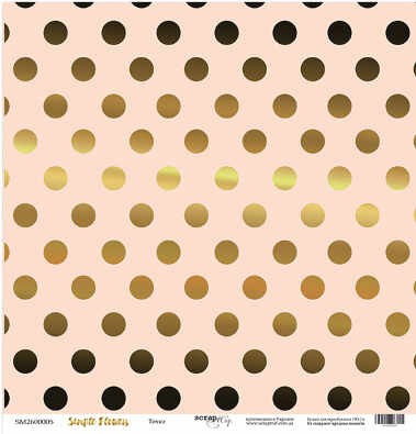 One-sided sheet of paper with gold embossed SsgarMir Simple Flowers "Dots" size 30*30cm, 190gr