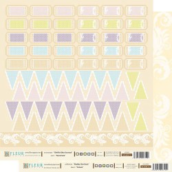 Двусторонний лист бумаги Fleur Design Шебби шик Базовая "Билетики", размер 30,5х30,5 см, 190 гр/м2