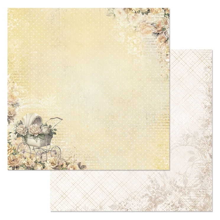 Двусторонний лист "Плюшевые малыши. Коляска", размер 30*30 см, 180гр (ScrapMania)