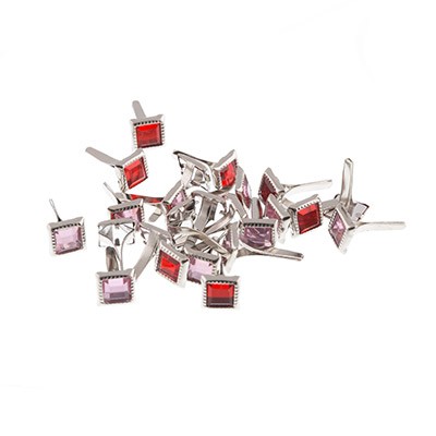 Набор декоративных брадсов "Красные+розовые", размер 6 мм, 24 шт